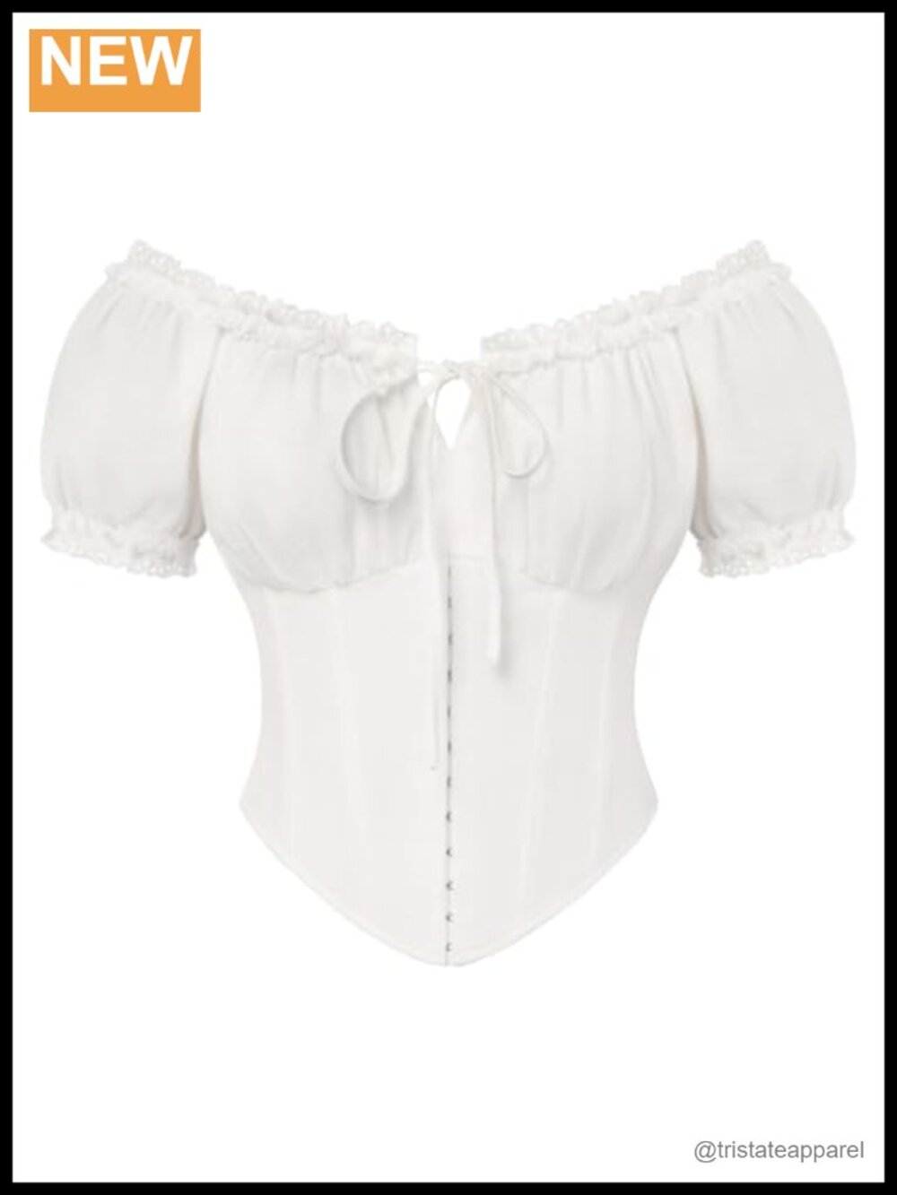 Women Corset Top Off Shoulder Renaissance Blouse Cotton Puff Sleeve